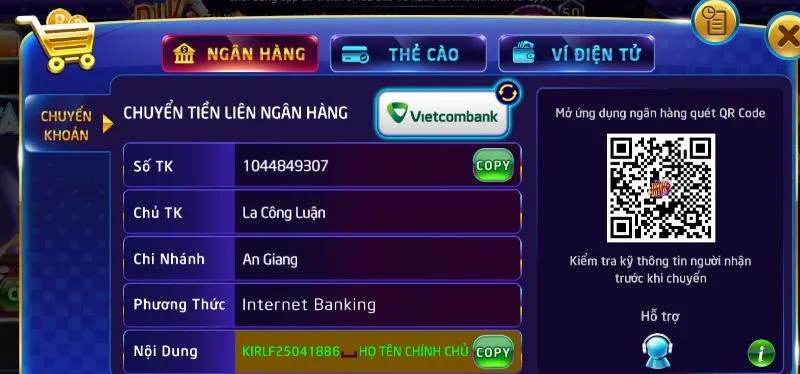 Đạ dạng hình thức nạp - rút tiền Đạ dạng hình thức nạp - rút tiền